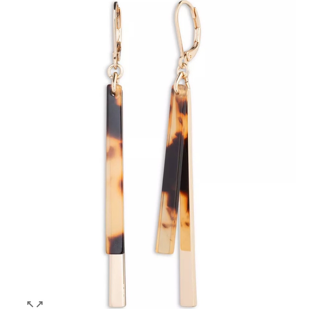 Ralph Lauren Gold and Tortoiseshell Drop Earrings - Picture 2 of 7